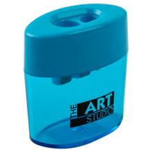 Light Sea Green The Art Studio 2 Hole Oval Pencil Sharpener With Catcher Drawing Accessories