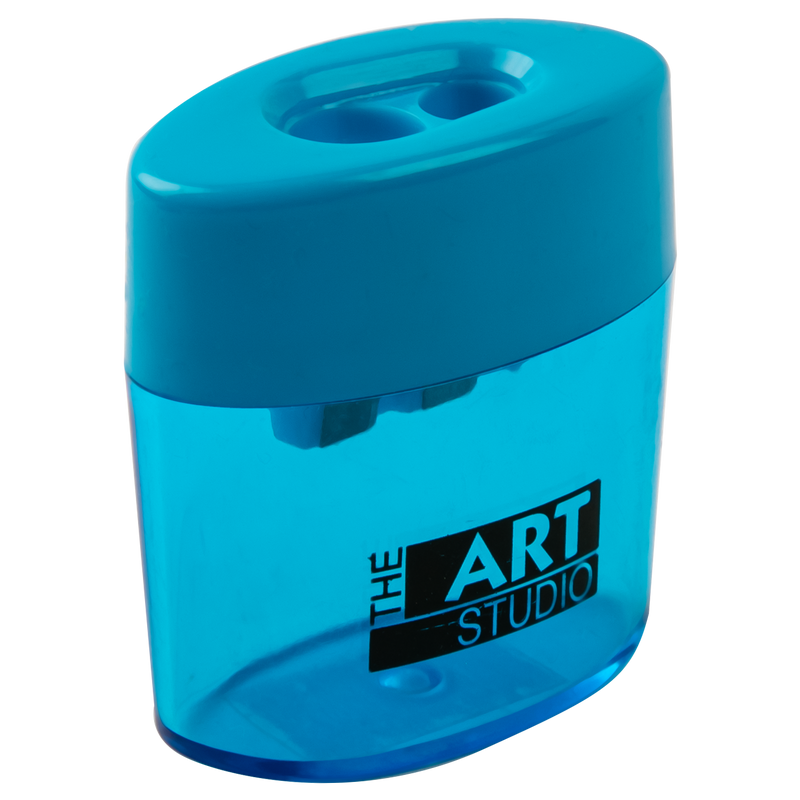 Light Sea Green The Art Studio 2 Hole Oval Pencil Sharpener With Catcher Drawing Accessories