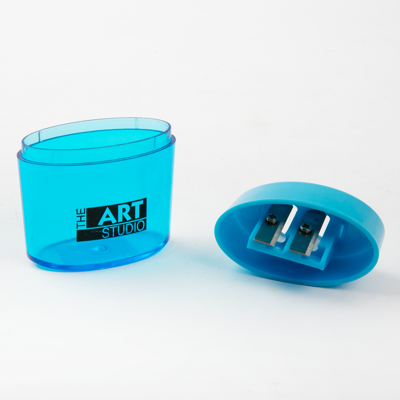 Light Sea Green The Art Studio 2 Hole Oval Pencil Sharpener With Catcher Drawing Accessories