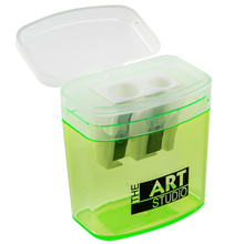 Light Gray The Art Studio 2 Hole Pencil Sharpener with Catcher Bulk 20 pack Drawing Accessories