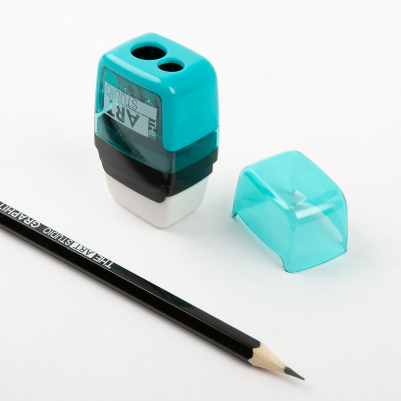 Sea Green The Art Studio 2 Hole Pencil Sharpener with Eraser Drawing Accessories