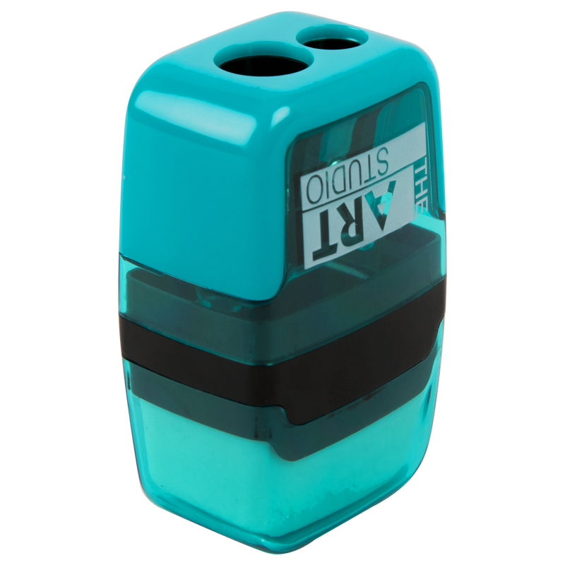 Light Sea Green The Art Studio 2 Hole Pencil Sharpener with Eraser Drawing Accessories