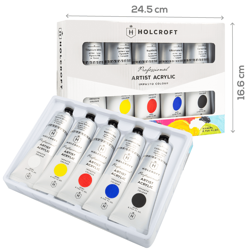 Lavender Holcroft Professional Impasto Acrylic Paint Tubes Back to Basics 5x 80ml Set Acrylic Paints