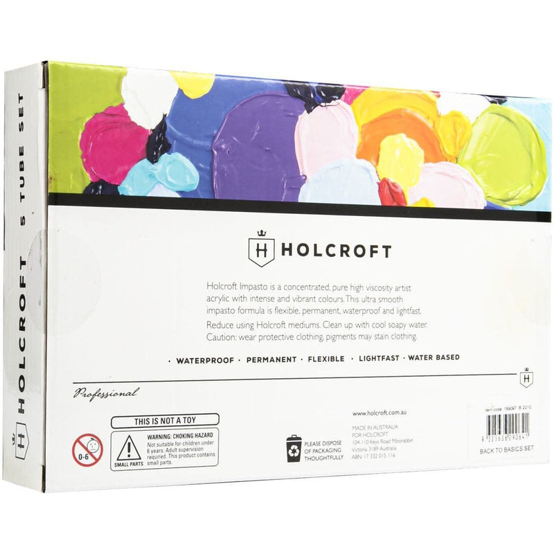 Slate Blue Holcroft Professional Impasto Acrylic Paint Tubes Back to Basics 5x 80ml Set Acrylic Paints