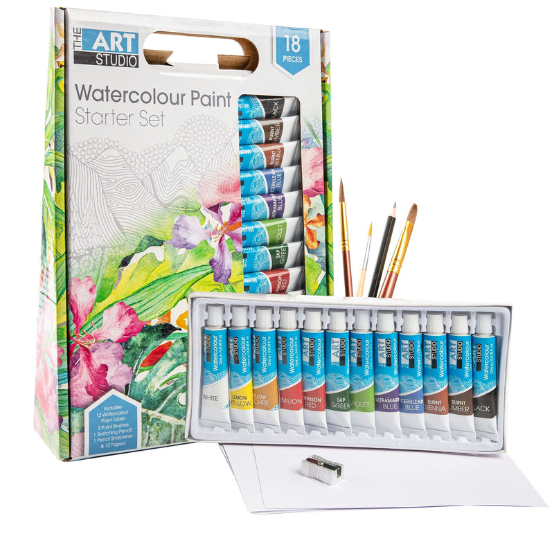 Light Sea Green The Art Studio Watercolour Paint Starter Set 18 Pieces Watercolour Paints