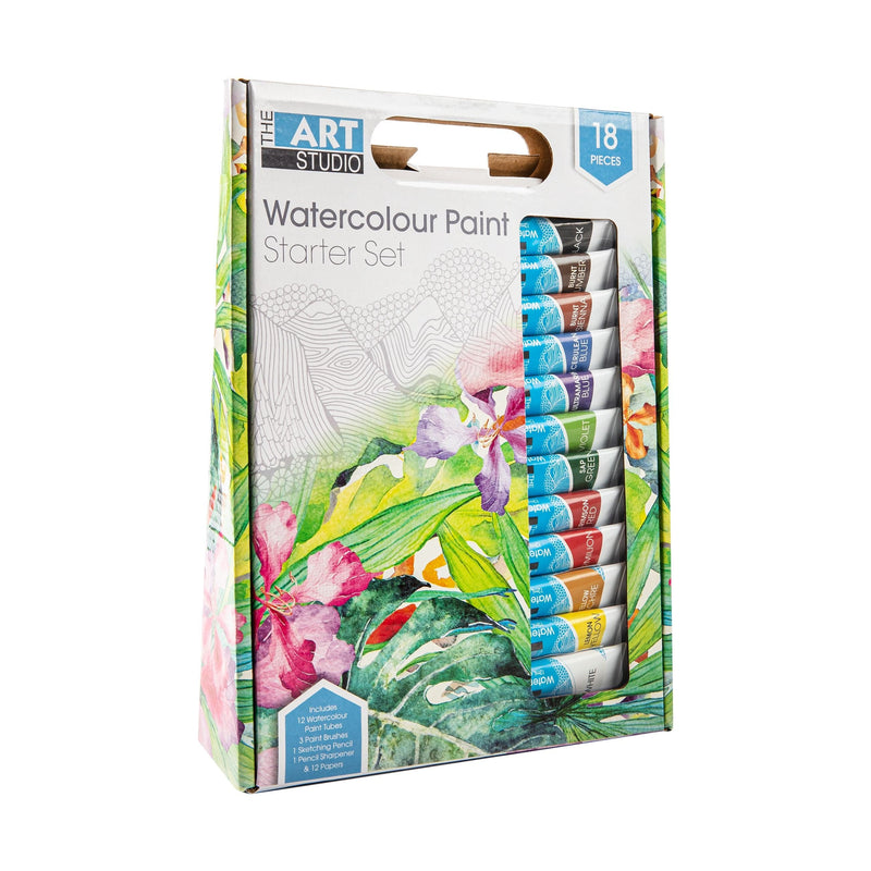 Yellow Green The Art Studio Watercolour Paint Starter Set 18 Pieces Watercolour Paints