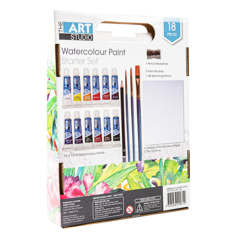 Lavender The Art Studio Watercolour Paint Starter Set 18 Pieces Watercolour Paints