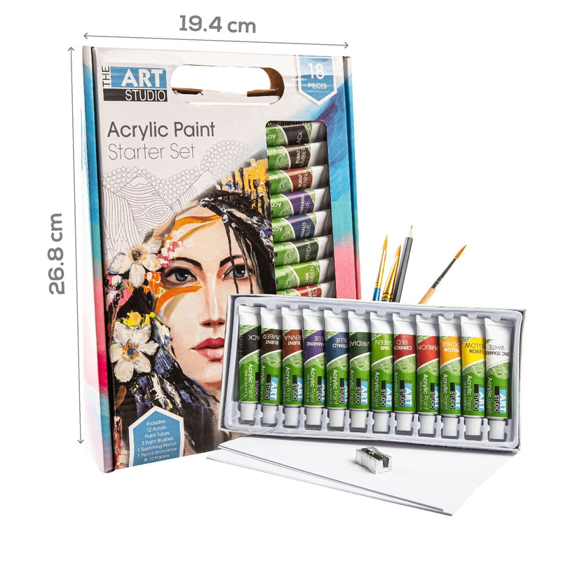 White Smoke The Art Studio Acrylic Paint Starter Set 18 Pieces Acrylic Paints