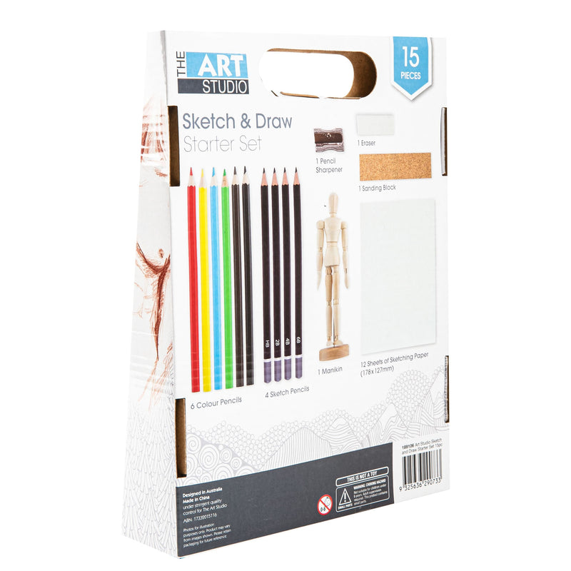 White Smoke The Art Studio Sketch and Draw Starter Set 15pc Drawing and Sketching Sets