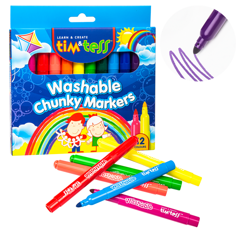 Yellow Tim & Tess Washable Chunky Markers (12 Pack) Kids Markers