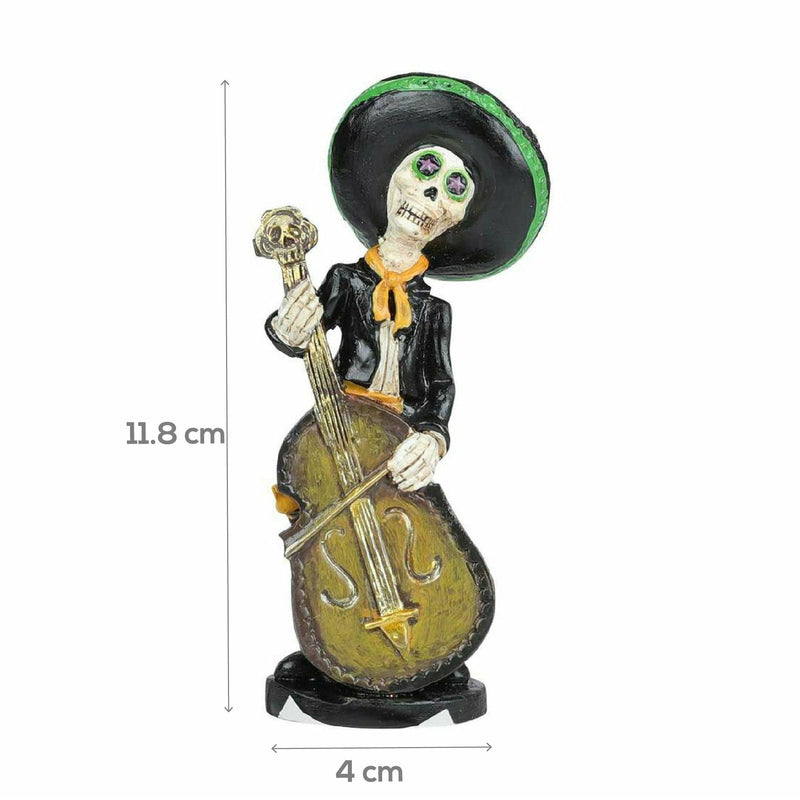 White Art Star Halloween Day of the Dead Band Cello Figurine Halloween