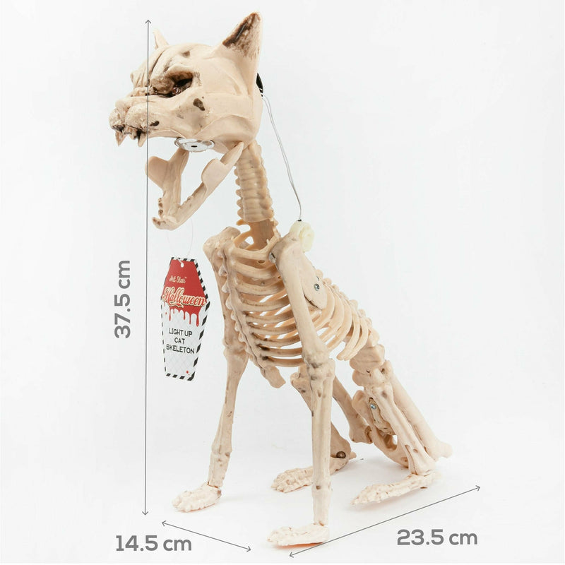 Beige Art Star Halloween Light Up Cat Skeleton Halloween