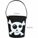 Black Art Star Halloween Felt Skull & Crossbones Bucket 18 x 17.5cm Halloween