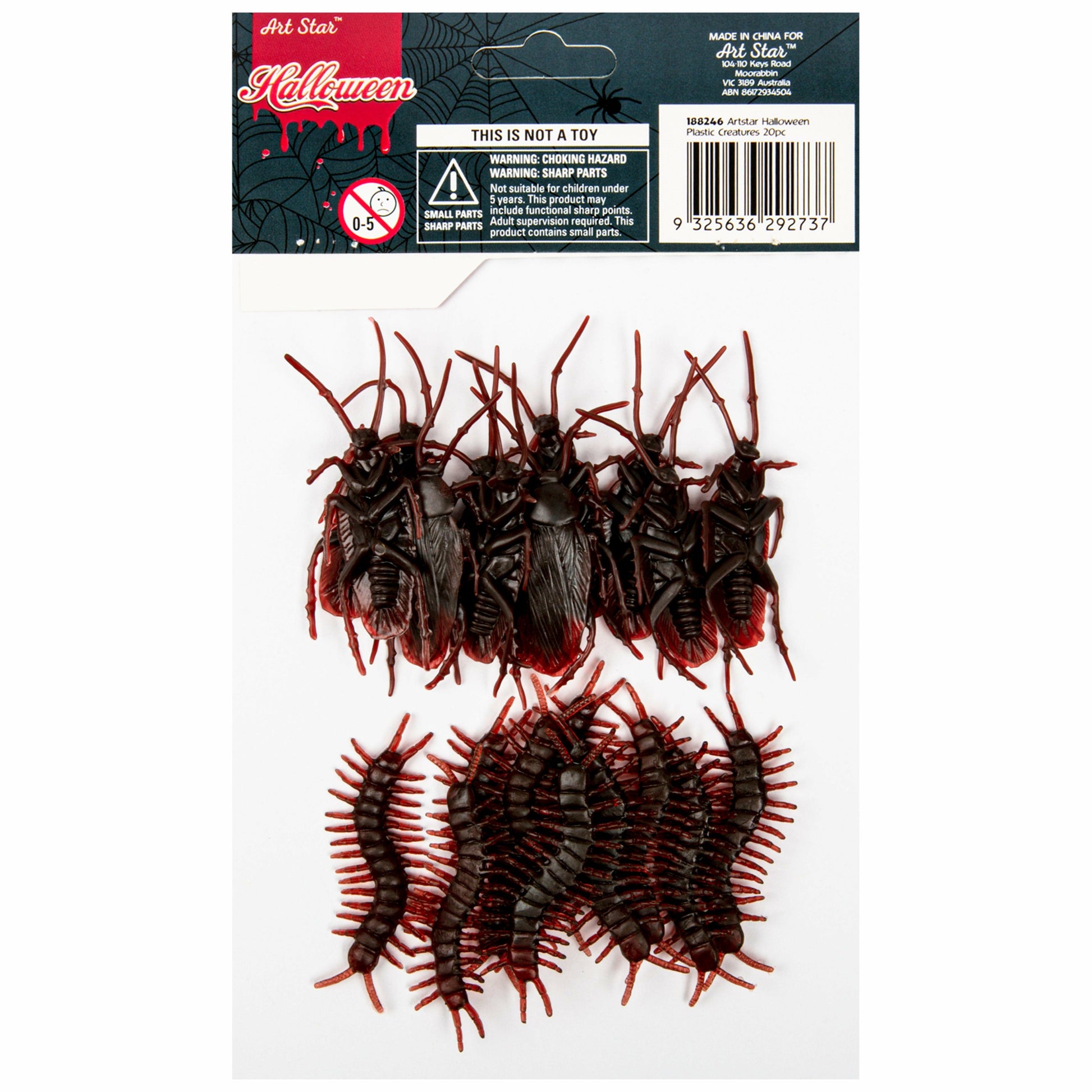 Black Art Star Halloween Plastic Creatures (20 Pieces) Halloween