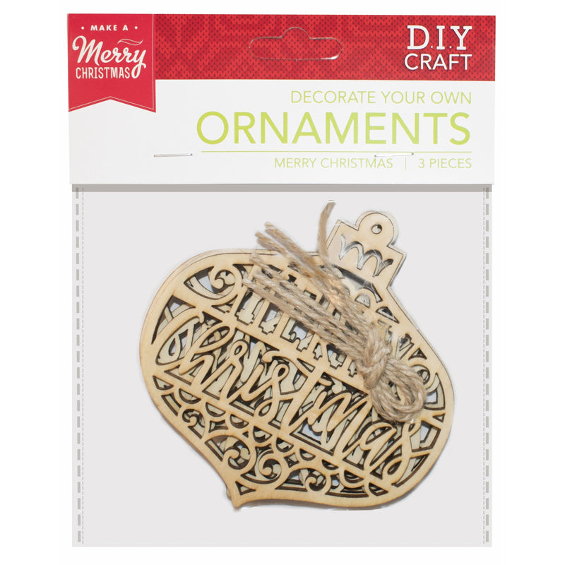 Tan Make A Merry Christmas Decorate Your Own Christmas Ornaments 3 pieces Christmas