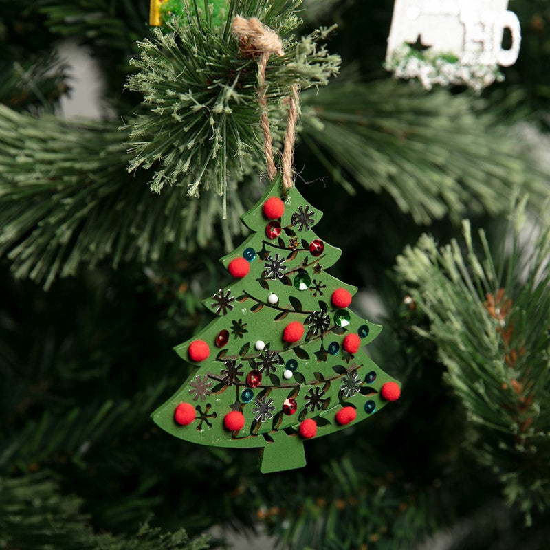 Black Make A Merry Christmas Plywood Laser Ornate Tree Ornament 3pk Christmas