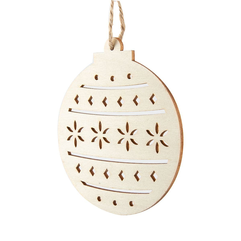 Antique White Make A Merry Christmas Plywood Laser Bauble Ornament 3pk Christmas