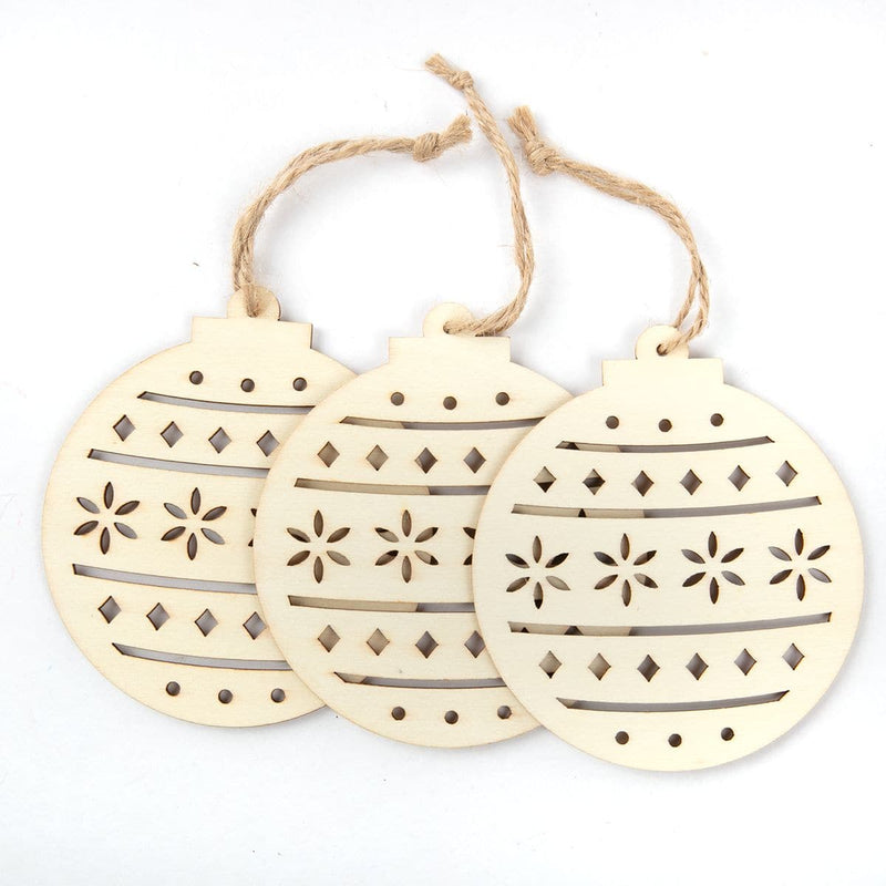 Beige Make A Merry Christmas Plywood Laser Bauble Ornament 3pk Christmas