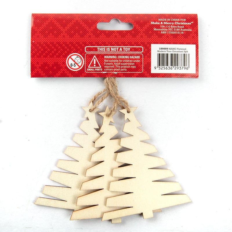Beige Make A Merry Christmas Plywood Modern Tree Ornament Christmas