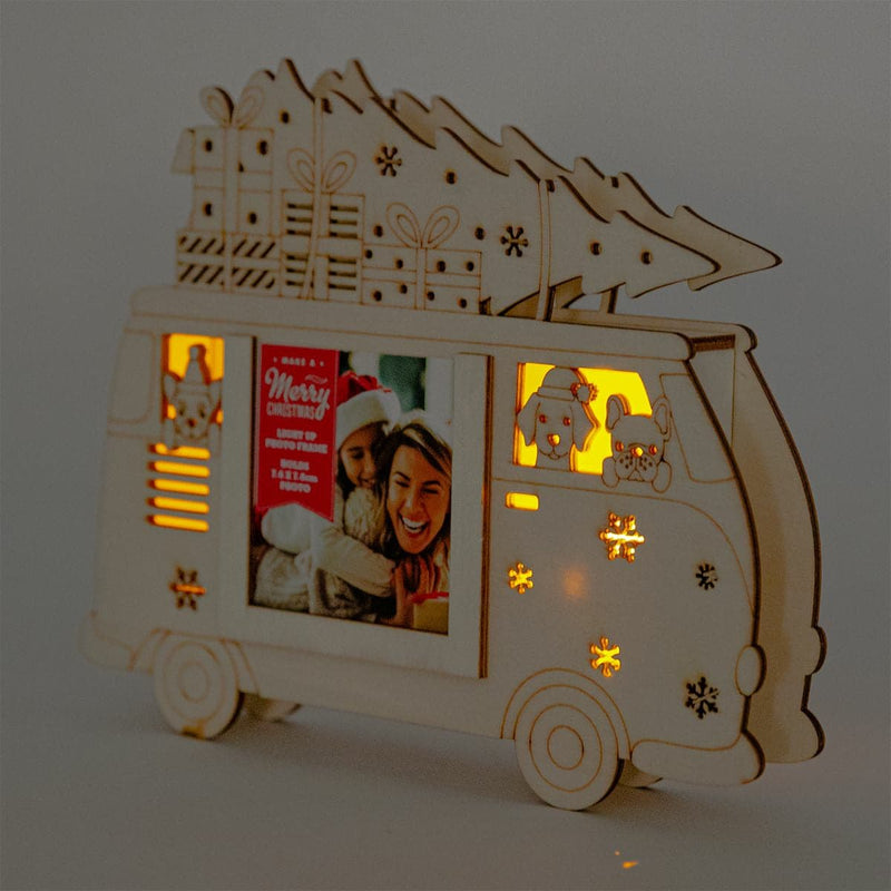 Dim Gray Make A Merry Christmas Plywood Van Photo Frame Holds 3x3 Christmas
