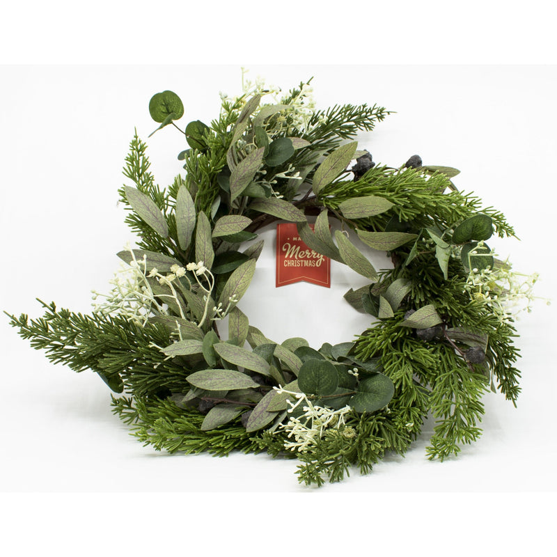 Dark Olive Green Make A Merry Christmas Green Leaf Wreath 45cm Christmas