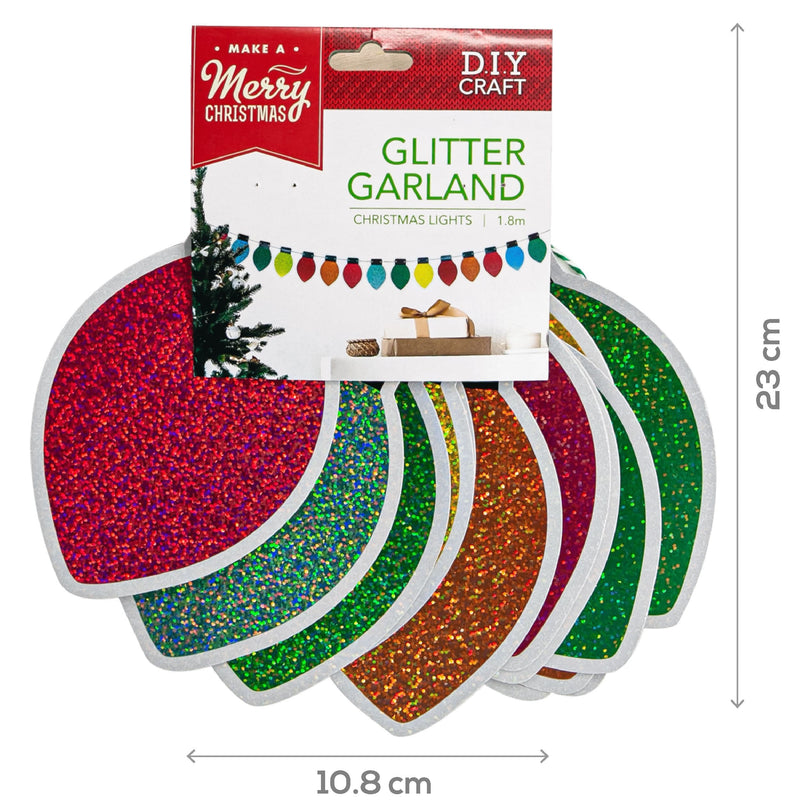 Brown Make A Merry Christmas  Glitter Light Garland 1.82m Christmas