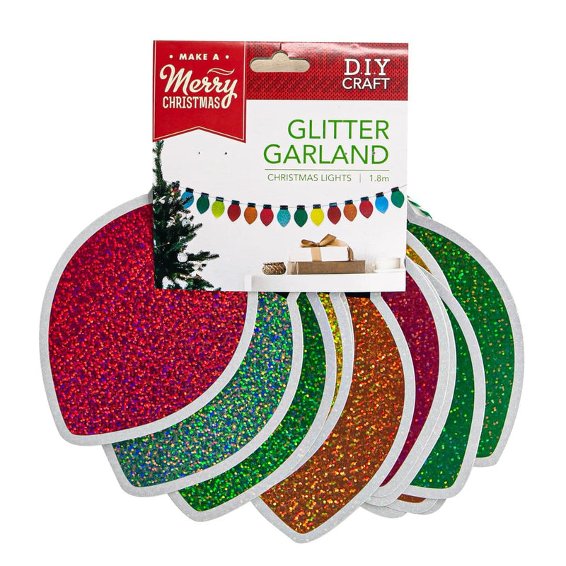Brown Make A Merry Christmas  Glitter Light Garland 1.82m Christmas