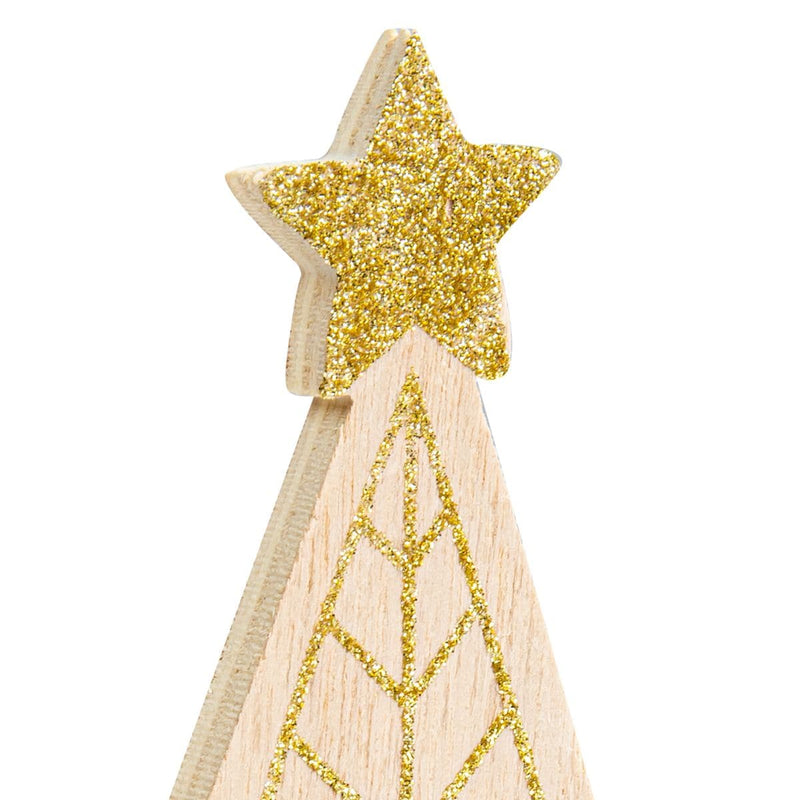 Goldenrod Make A Merry Christmas  Plywood Standing Gold Glitter Tree Christmas