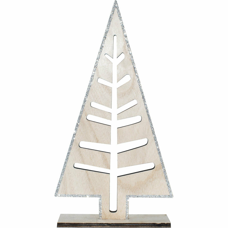 Light Gray Make A Merry Christmas  Plywood Standing Tree Christmas