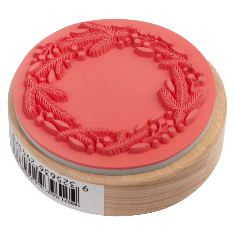 Light Coral Make A Merry Christmas Wooden Wreath Stamp-Round 70mm Christmas