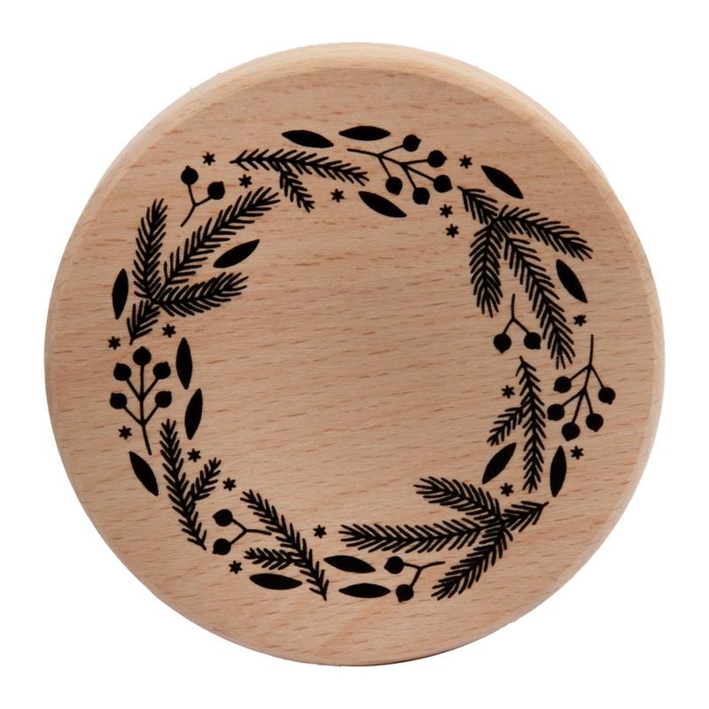 Rosy Brown Make A Merry Christmas Wooden Wreath Stamp-Round 70mm Christmas
