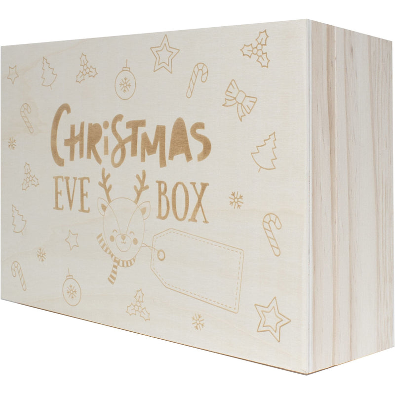 Light Gray Wooden Keepsake Christmas Eve Box With Personalised Tag Option Christmas