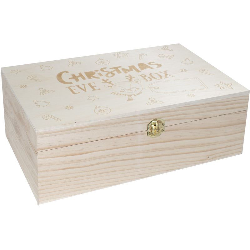 Gray Wooden Keepsake Christmas Eve Box With Personalised Tag Option Christmas