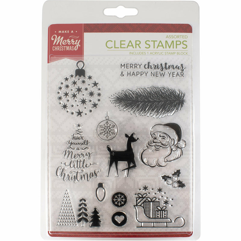 Gray Make A Merry Christmas Assorted Clear Stamps Christmas