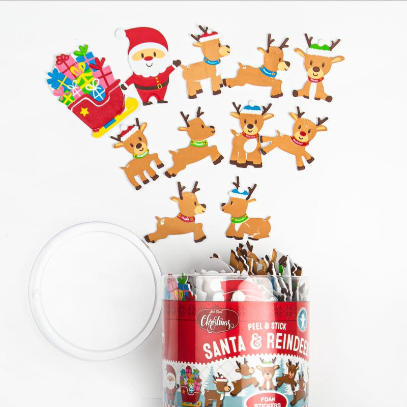 Sandy Brown Artstar Santa And Reindeer Foam Sticker Tub 100G Christmas