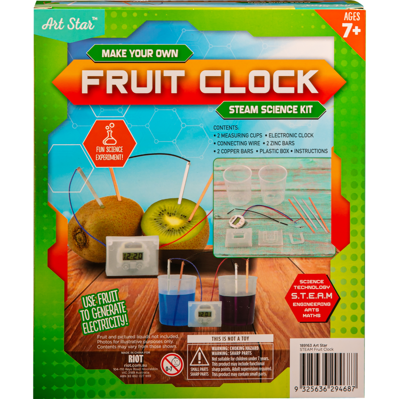 Dark Gray Art Star Make Your Own Fruit Clock STEAM Science Kit Kids Craft Kits