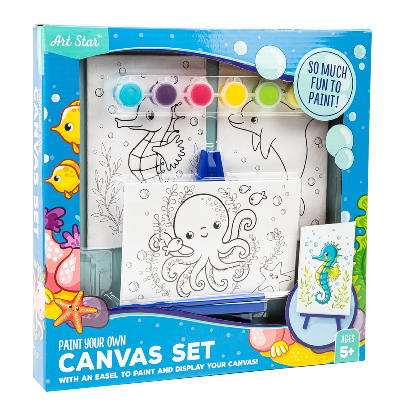 Lavender Art Star Canvas and Easel Set Makes 3 Kids Craft Kits