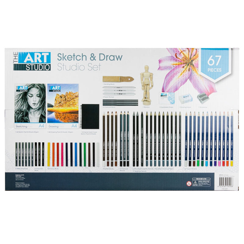 The Art Studio Sketch & Draw Studio Set 63 Pieces