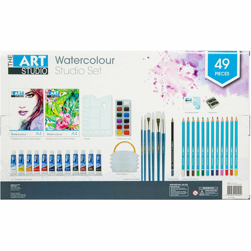 White Smoke The Art Studio Watercolour Studio Set (49 Pieces) Watercolour Painting Sets