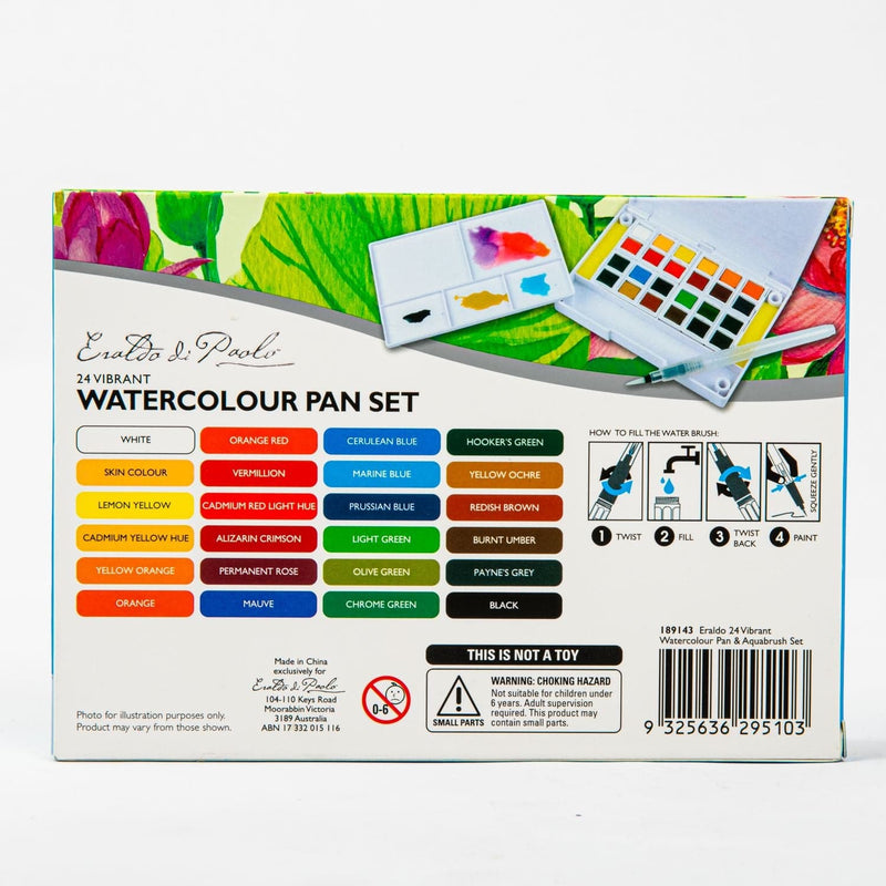 Lime Green Eraldo Watercolour Studio Set 24 Colour & BrushPen Watercolour Paints