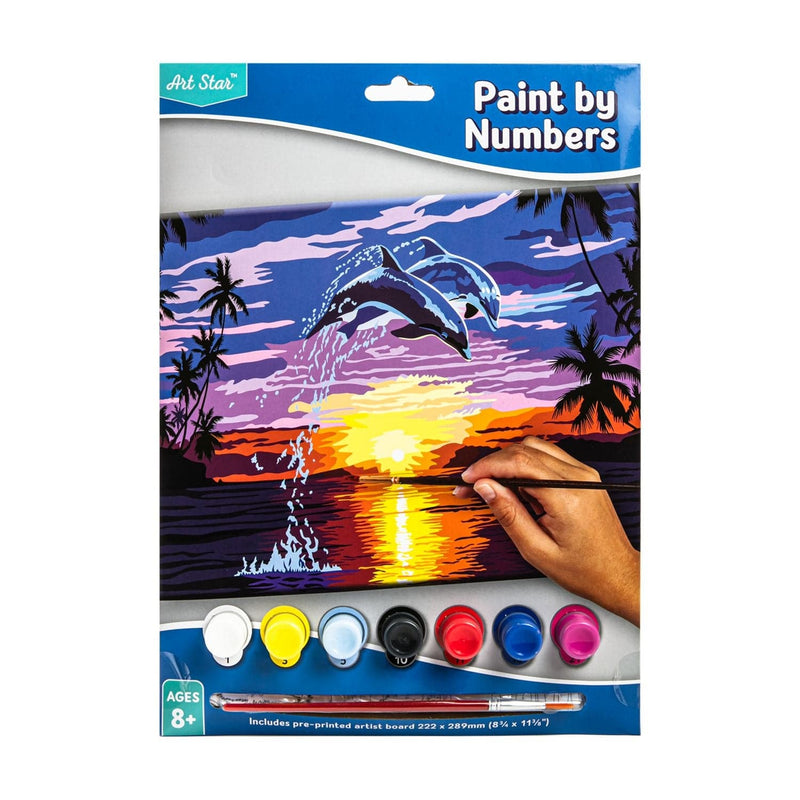 Yellow Art Star Paint By Number Small- Jumping Dolphins Kids Craft Kits