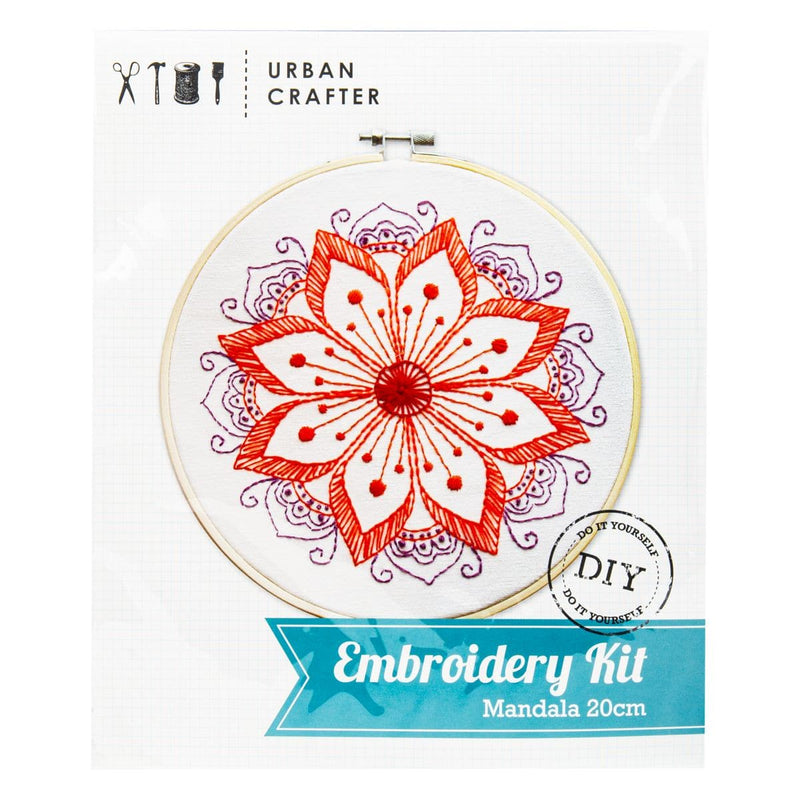 Orange Red Urban Crafter DIY Mandala Embroidery Kit Needlework Kits