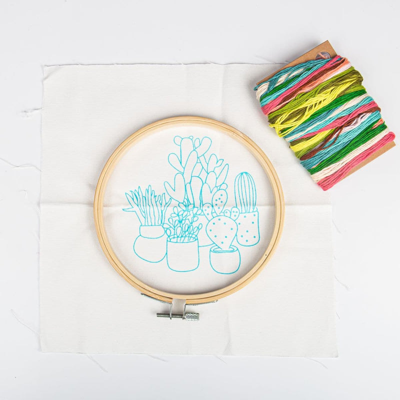Pale Turquoise Urban Crafter DIY Greenery Embroidery Kit Needlework Kits