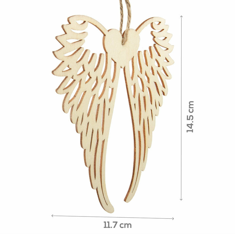 Wheat Make A Merry Christmas Plywood Angel Wings Hanging Ornament 2pk Christmas