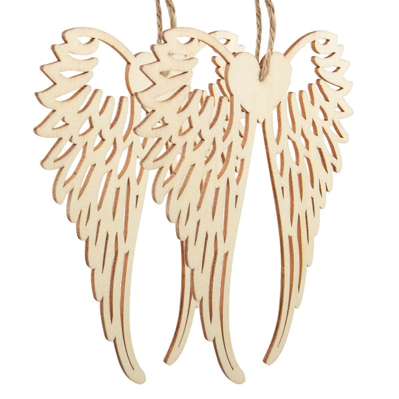 Wheat Make A Merry Christmas Plywood Angel Wings Hanging Ornament 2pk Christmas