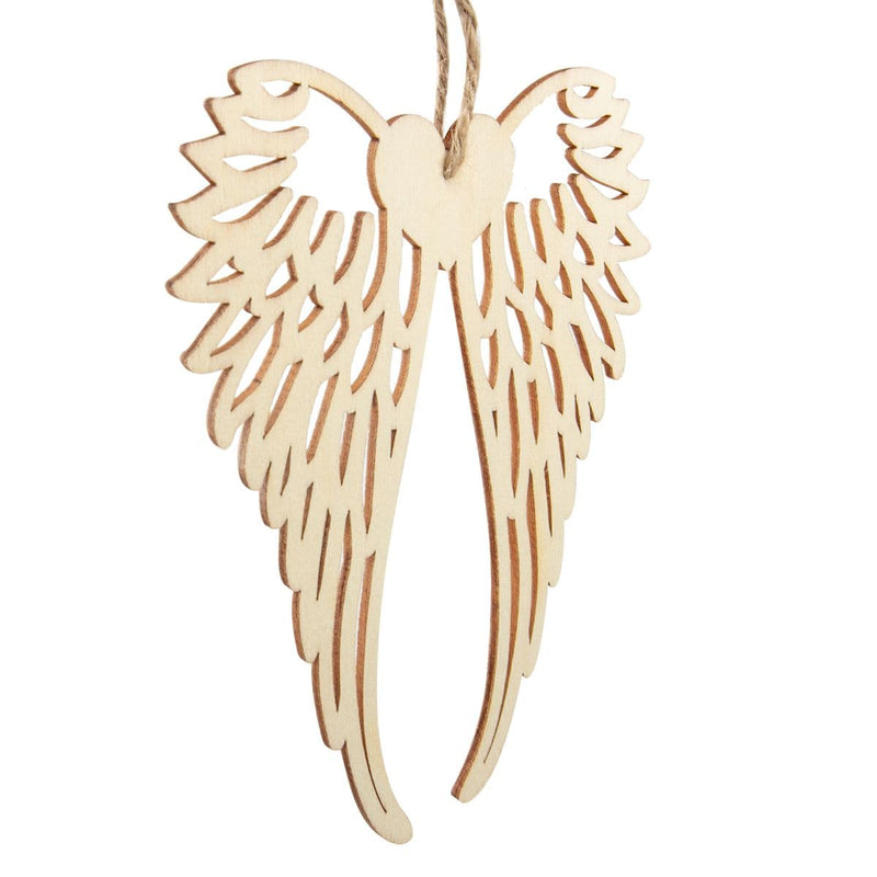 Bisque Make A Merry Christmas Plywood Angel Wings Hanging Ornament 2pk Christmas