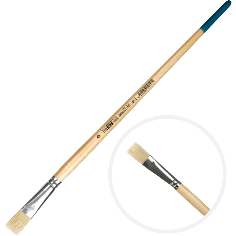 Tan Art Studio Bristle Brush Series 579 Flat Size 9 Paint Brushes