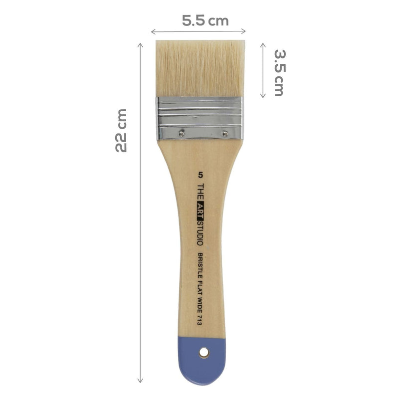 Rosy Brown Art Studio Flat Wide Bristle Brush Size 5 Paint Brushes