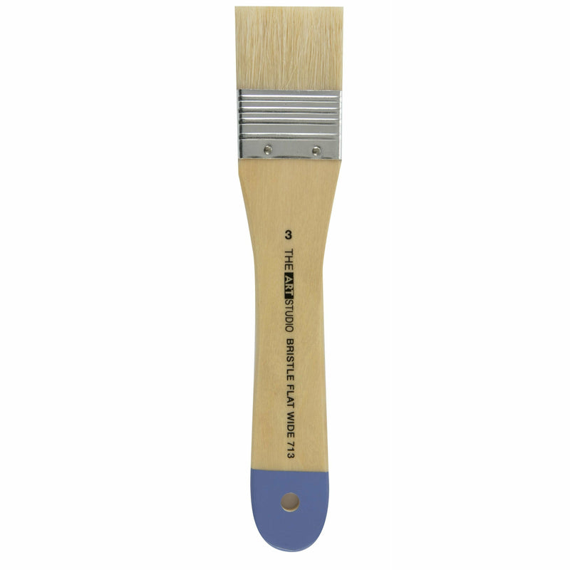 Dark Khaki Art Studio Flat Wide Bristle Brush Size 3 Paint Brushes