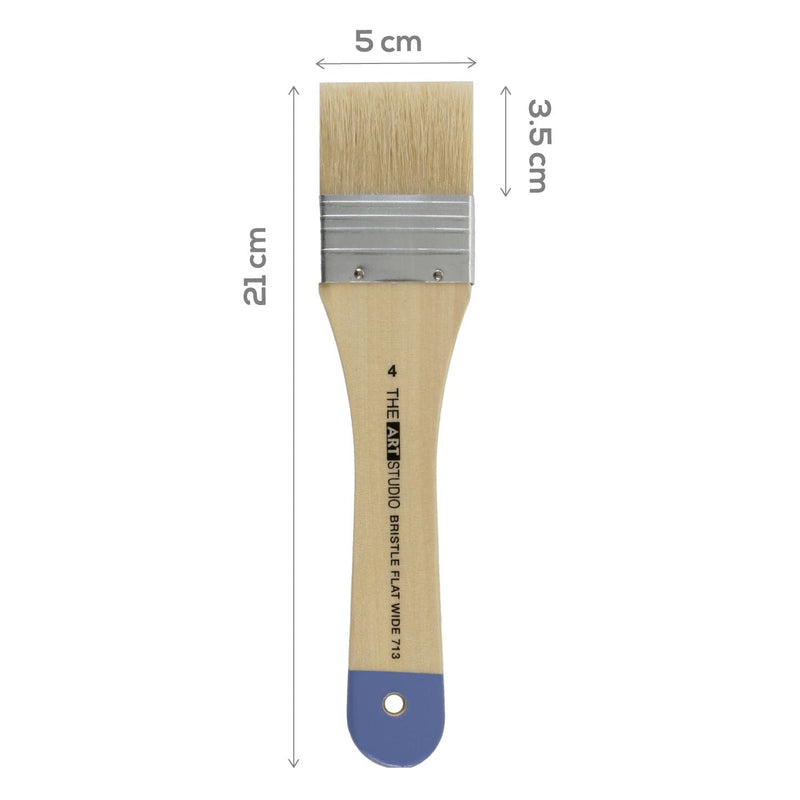 Rosy Brown Art Studio Flat Wide Bristle Brush Size 4 Paint Brushes